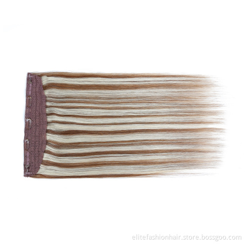 100% Original Russian Top Quality Human Hair Weave Virgin Double Drawn Straight Halo Hair Weft with clip in Halo hair extensions